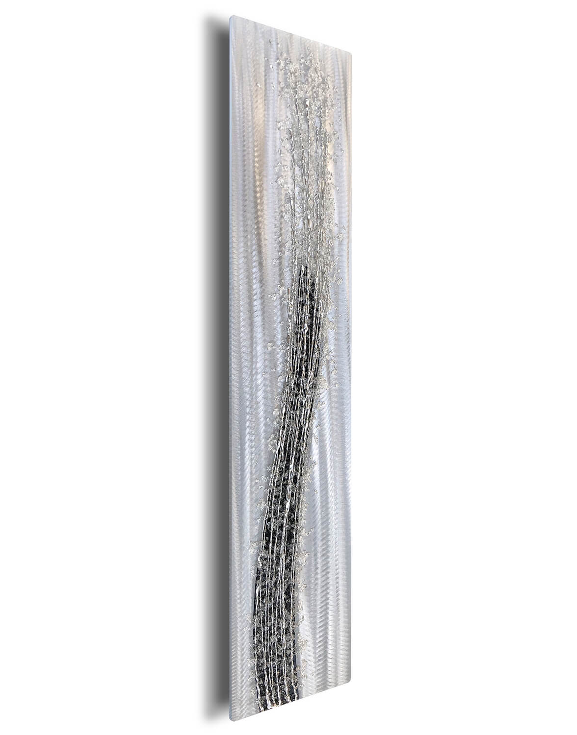 Black Tall Crystal Flow - Silver Wall Art, Contemporary Art UK