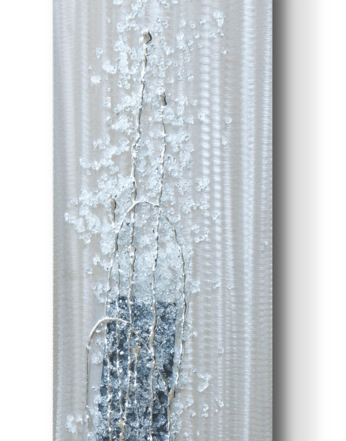 Grey Tall Crystal Cluster Silver Wall Art, Contemporary