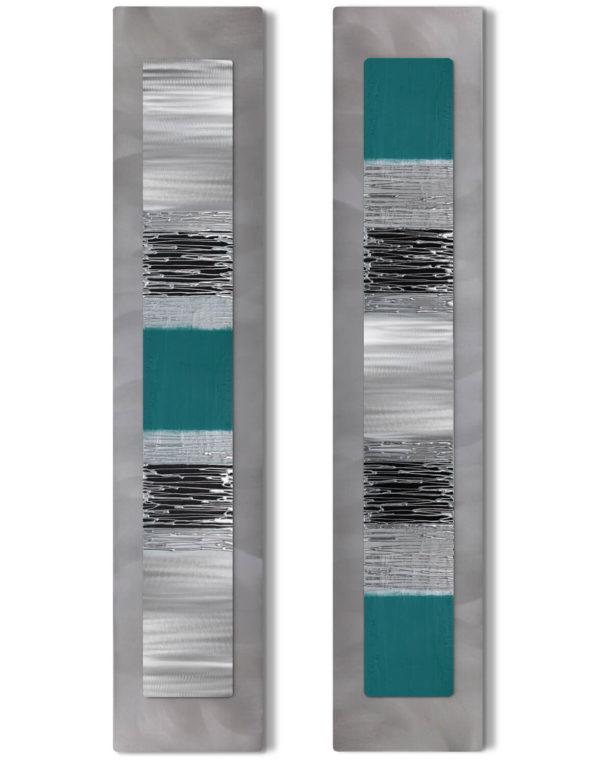 Echo Luxe Teal Set - Silver Wall Art, Contemporary Art UK