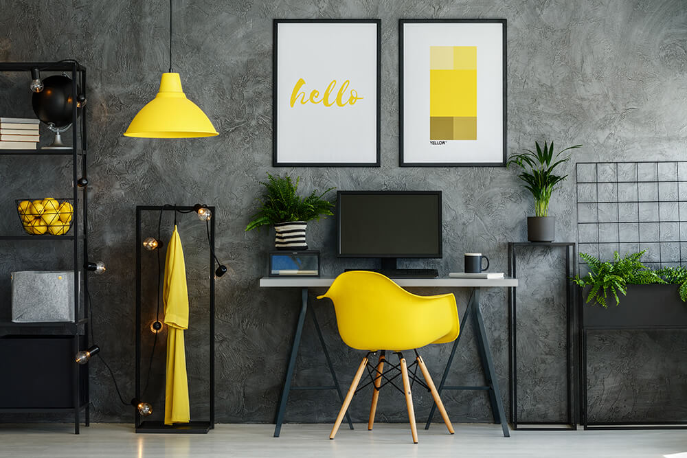 Interior Design office yellow - Silver Wall Art, Contemporary Art UK