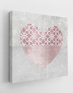 Grey & Silver Glitter Sparkly Love Heart Canvas Wall Art Picture 