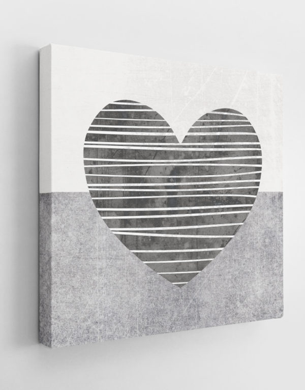 SET OF THREE CANVASES, 'DOODLE HEARTS' - Silver Wall Art, Contemporary ...