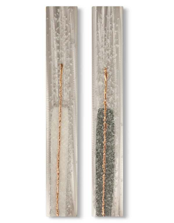 Luxe Tall Crystal Glass Set, Copper - Silver Wall Art, Contemporary Art UK